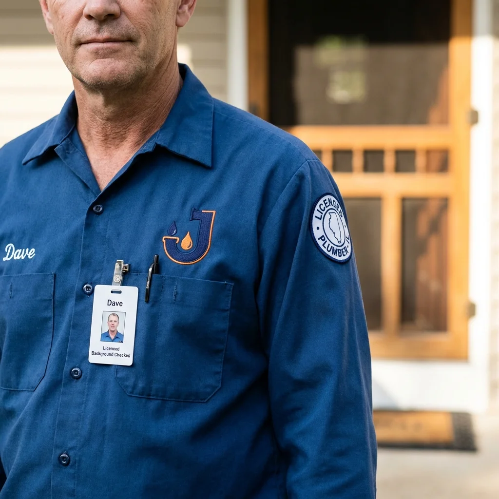 Licensed plumber showing ID badge in Philipsburg, PA