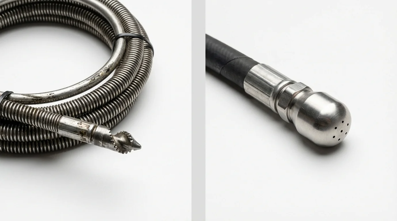 Drain snake cable and hydro jetting nozzle used for drain cleaning in Philipsburg, PA